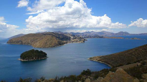 Beautiful view of Lake Titicaca in Peru, the solar plexus of Earth