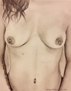Breast awareness with drawing of breasts
