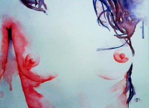 Watercolor of beautiful breasts